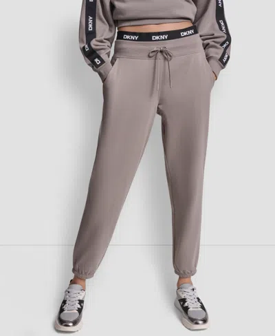 Dkny Sport Women's Classic Logo Elastic High-rise Sweatpants In Brown
