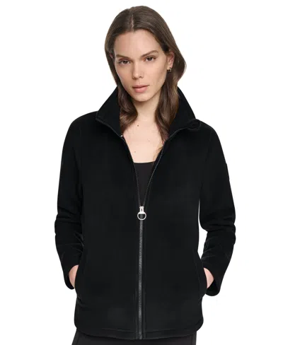 Dkny Sport Women's Collared Zipper-front Jacket In Black