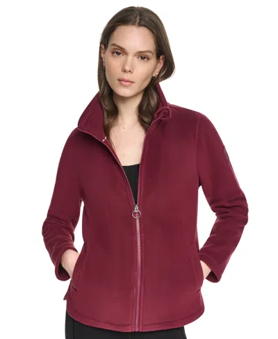 Dkny Sport Women's Collared Zipper-front Jacket In Burgundy