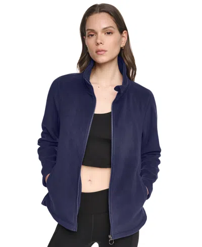 Dkny Sport Women's Collared Zipper-front Jacket In Blue