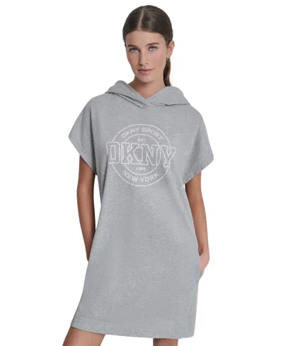 Dkny Sport Women's Collegiate Medallion Logo Hooded Sneaker Dress In Gray