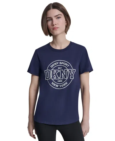 Dkny Sport Women's Collegiate Medallion Logo T-shirt In Blue