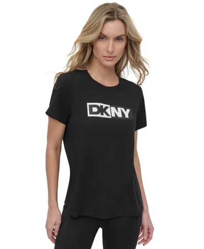Dkny Sport Women's Colorblocked-logo Crewneck T-shirt