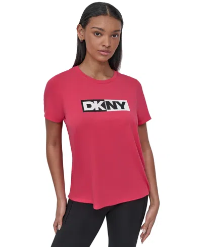 Dkny Sport Women's Colorblocked-logo Crewneck T-shirt