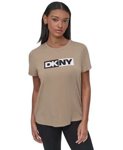 Dkny Sport Women's Colorblocked-logo Crewneck T-shirt