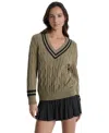 Dkny Sport Women's Cotton Cable Knit V-neck Sweater