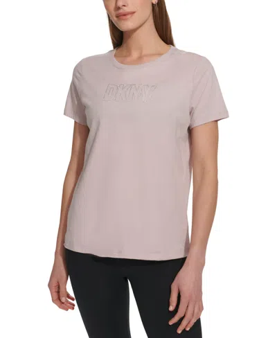 Dkny Sport Women's Cotton Embellished-logo T-shirt In Dune
