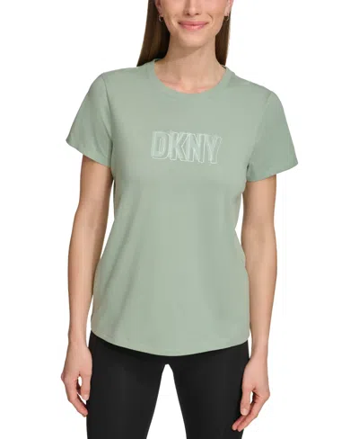 Dkny Sport Women's Cotton Embellished-logo T-shirt In Lily Pad Green
