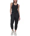 Dkny Sport Women's Cotton Ribbed-waist Jogger Cargo Pants In Black
