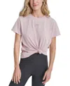 Dkny Sport Women's Cotton Stud Logo Knot-front T-shirt In Allure