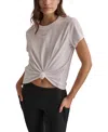 Dkny Sport Women's Cotton Stud Logo Knot-front T-shirt In White