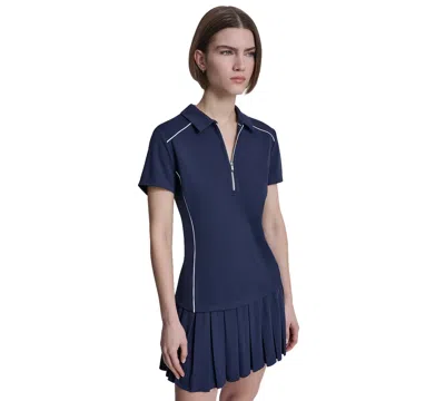 Dkny Sport Women's Court Pique Collared Neck Polo T-shirt In Blue