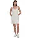 Dkny Sport Women's Court Striped-hem Sweater Tank Dress In Ivory,pebble