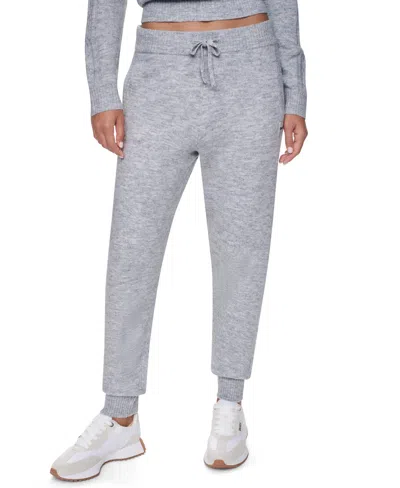 Dkny Sport Women's Cozy Cable Sweater High-waist Joggers In Gray