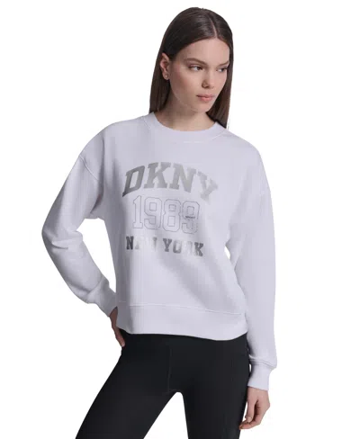 Dkny Sport Women's Crew Neck Pull-on Sweatshirt In White