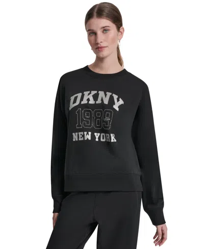 Dkny Sport Women's Crew Neck Pull-on Sweatshirt In Black