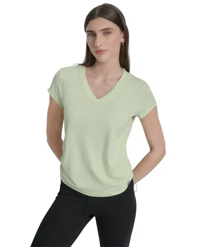 Dkny Sport Women's Crewneck Short-sleeve Side-ruched Top In Green