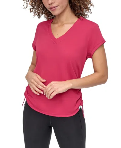 Dkny Sport Women's Crewneck Short-sleeve Side-ruched Top In Purple