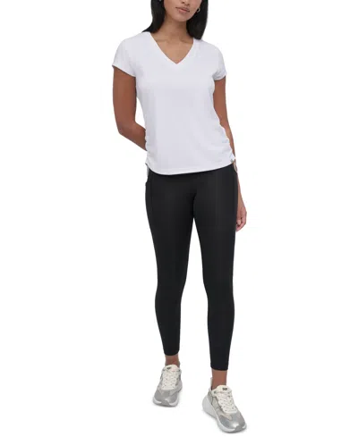 Dkny Sport Women's Crewneck Short-sleeve Side-ruched Top In Light City Khaki