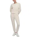 Dkny Sport Women's Cropped Crewneck Side-zip Sweatshirt In Eggnog