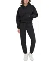 Dkny Sport Women's Cropped Logo Hoodie In Black,black