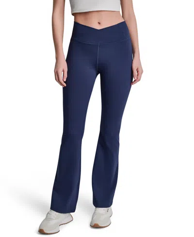 Dkny Sport Women's Cross Front Balance Compression High-waist Flare Pants In Peacoat