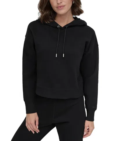 Dkny Sport Women's Embroidered-logo Pullover Hoodie In Black