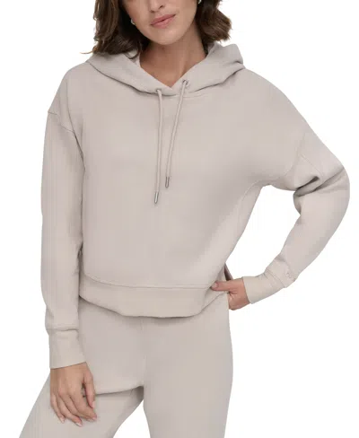 Dkny Sport Women's Embroidered-logo Pullover Hoodie In Oat