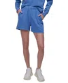 Dkny Sport Women's Embroidered Logo Smocked 4" Shorts In Blue