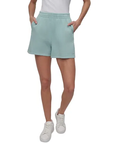 Dkny Sport Women's Embroidered Logo Smocked 4" Shorts In Mineral