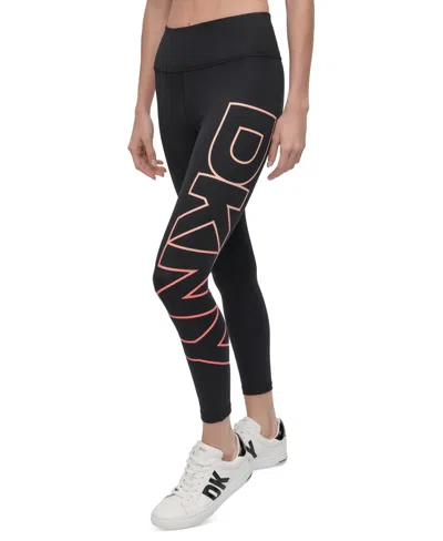 Dkny Sport Women's Exploded-logo Stretch 7/8 Leggings In Black