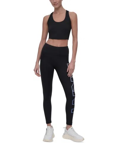 Dkny Sport Women's Exploded-logo Stretch 7/8 Leggings In Blue