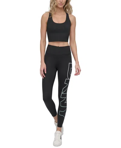 Dkny Sport Women's Exploded-logo Stretch 7/8 Leggings In Mineral