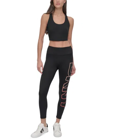 Dkny Sport Women's Exploded-logo Stretch 7/8 Leggings In Tropical Peach