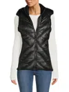 Dkny Sport Women's Faux Fur Quilted Hooded Vest In Burgundy