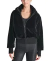 Dkny Sport Women's Faux-fur Zip-front Bomber Jacket In Black