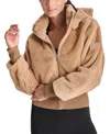 Dkny Sport Women's Faux-fur Zip-front Bomber Jacket In Praline