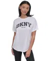 Dkny Sport Women's Glitter Logo Varsity T-shirt In White