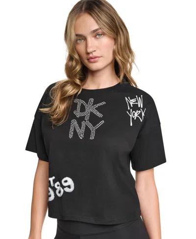 Dkny Sport Women's Graffiti Logo T-shirt In Black
