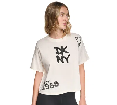 Dkny Sport Women's Graffiti Logo T-shirt In Gray