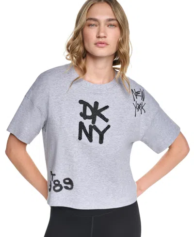 Dkny Sport Women's Graffiti Logo T-shirt In Gray