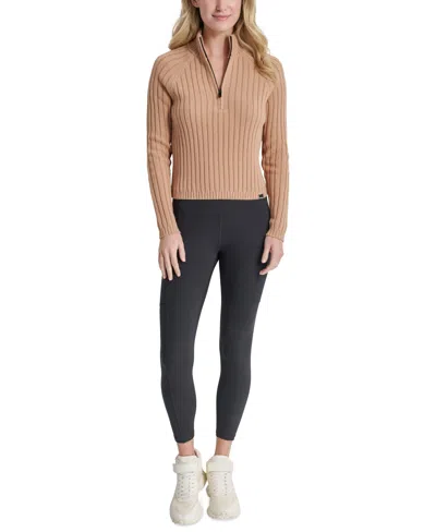 Dkny Sport Women's Half-zip Mock Neck Top In Praline