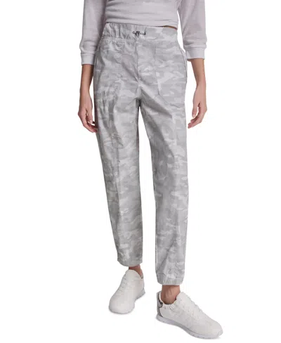 Dkny Sport Women's High Rise Bungee Waist Seamed Joggers In Gray