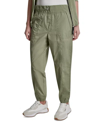 Dkny Sport Women's High Rise Bungee Waist Seamed Joggers In Green