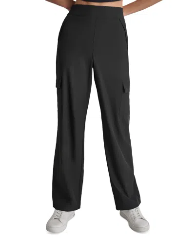 Dkny Sport Women's High-rise Straight-leg Cargo Pants In Black
