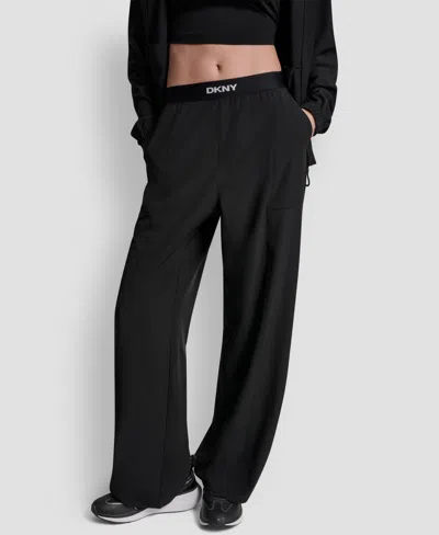 Dkny Sport Women's High-rise Modified Wide-leg Pants In Black