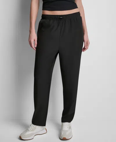 Dkny Sport Women's High-rise Tapered Straight-leg Pants In Black