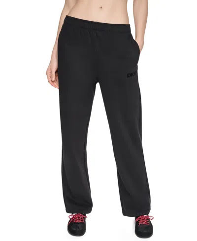 Dkny Sport Women's High-rise Wide-leg Relaxed-fit Sweatpant In Black,black