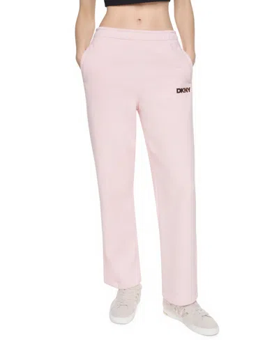Dkny Sport Women's High-rise Wide-leg Relaxed-fit Sweatpant In Blush Pnk,espresso