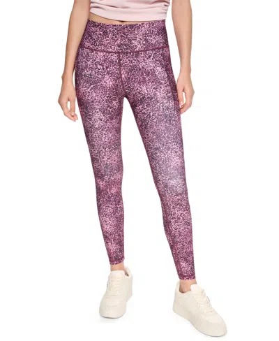 Dkny Sport Women's High-waist 7/8 Leggings With Floating Pockets In Pursuit Claret